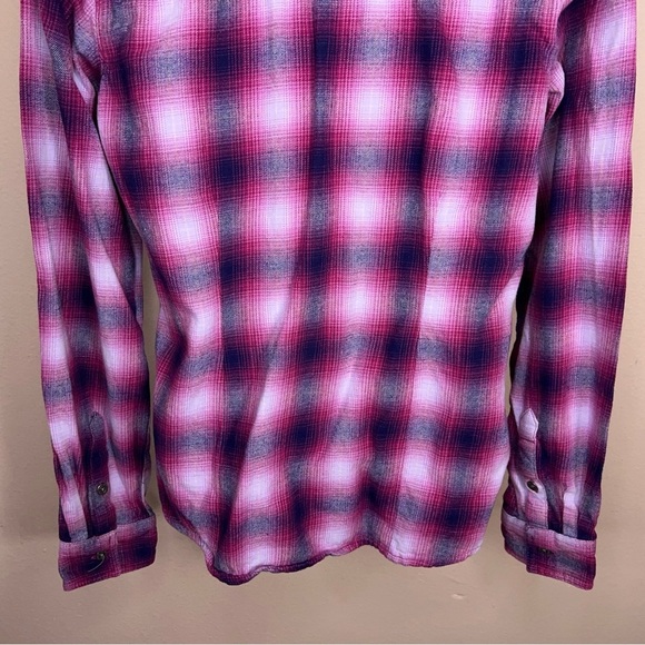Small Noble Outfitters Womens Purple Pink Fuchsia Cotton Flannel Long Sleeve - Picture 8 of 16